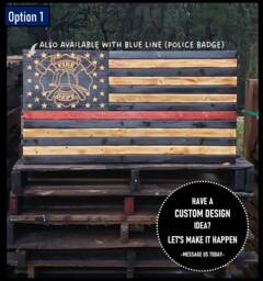 Carved Wooden American Flag With Badge, Firefighter, Police , Personalized, Fathers Day, Retirement, Flag, Wall Art