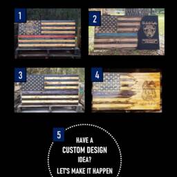 Carved Wooden American Flag With Badge, Firefighter, Police , Personalized, Fathers Day, Retirement, Flag, Wall Art - thumbnail 4