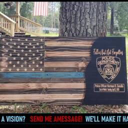 Carved Wooden American Flag With Badge, Firefighter, Police , Personalized, Fathers Day, Retirement, Flag, Wall Art - thumbnail 2