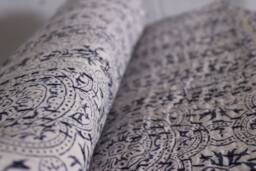 Hand Stitched Kantha Quilt Block Print Cotton Bed Cover - thumbnail 1