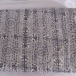 Hand Stitched Kantha Quilt Block Print Cotton Bed Cover - thumbnail 2