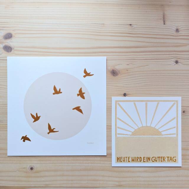 Set Of 2 Prints Flock Birds & Today Will Be A Good Day - image 1
