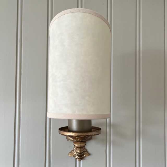 Mottled Parchment - Handmade, Candle Clip Half Shield Lampshade For Wall Lights - image 1