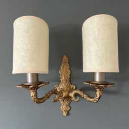 Mottled Parchment - Handmade, Candle Clip Half Shield Lampshade For Wall Lights - thumbnail 2
