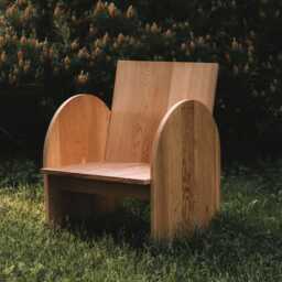 Handmade Solid Wood Accent Chair Memphis Retro Style, Canadian Douglas Fir - thumbnail 4