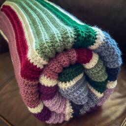 Multi-Colored Crocheted Blanket - thumbnail 2