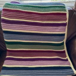 Multi-Colored Crocheted Blanket - thumbnail 3