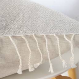Gray Neutral Tribal Hemp Hand Woven Natural Dye Color Lumbar Pillow Cover - thumbnail 3