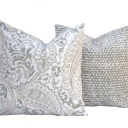 One Tan Pillow Covers, Home Decor, Decorative Pillow, Throw Ecru Pillow, Paisley - thumbnail 2