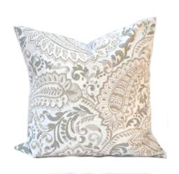 One Tan Pillow Covers, Home Decor, Decorative Pillow, Throw Ecru Pillow, Paisley - thumbnail 1
