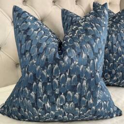 Luxury Cushion Cover, Pillow Sham , Throw - Navy Silver Grey Sofa Bed Designer Ashley Wilde Fabric, Meteor Double Sided - thumbnail 3