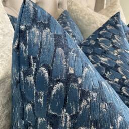 Luxury Cushion Cover, Pillow Sham , Throw - Navy Silver Grey Sofa Bed Designer Ashley Wilde Fabric, Meteor Double Sided - thumbnail 4
