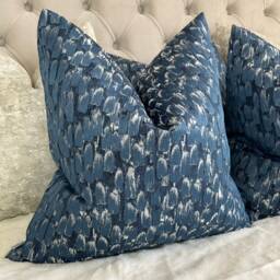 Luxury Cushion Cover, Pillow Sham , Throw - Navy Silver Grey Sofa Bed Designer Ashley Wilde Fabric, Meteor Double Sided - thumbnail 2