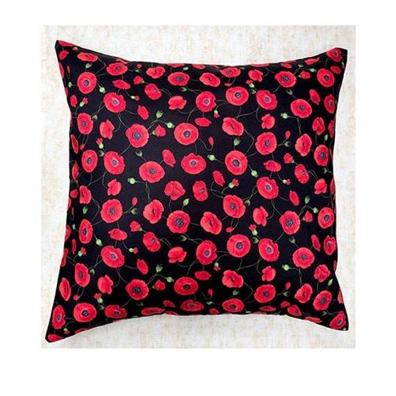 Poppy & Flower Bud Cushion Cover Fits An 18 - image 1