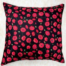 Poppy & Flower Bud Cushion Cover Fits An 18 - thumbnail 2