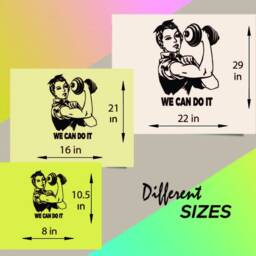 In-Style Decals Wall Vinyl Decal Home Decor Art Sticker We Can Do It Quote Phrase Woman Lifting Weights Sports Gym Fitness Retro Design 2801 - thumbnail 2