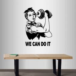 In-Style Decals Wall Vinyl Decal Home Decor Art Sticker We Can Do It Quote Phrase Woman Lifting Weights Sports Gym Fitness Retro Design 2801 - thumbnail 1