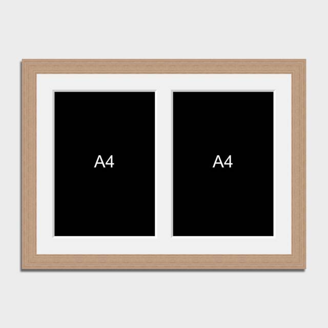 Multi Photo Picture Frame To Hold 2 A4 Certificates - 20mm Oak Veneer Frame - image 1