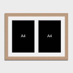 Multi Photo Picture Frame To Hold 2 A4 Certificates - 20mm Oak Veneer Frame