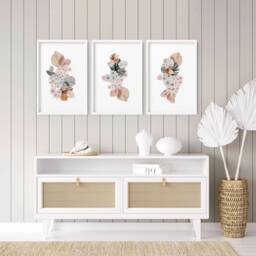 Home Decor Wall Art, Botanical Floral Set Of 3 Posters, Minimalist Farmhouse Hangings, Apartment Gallery Living Room Art - thumbnail 1