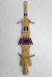 Trapazoid, Craft, Macram??, Wall Hanging, Jute, Weaving, Bamboo, Ceramics, 41 Inches By 11 Inches, Hand Tied, Woven, Trapazoid