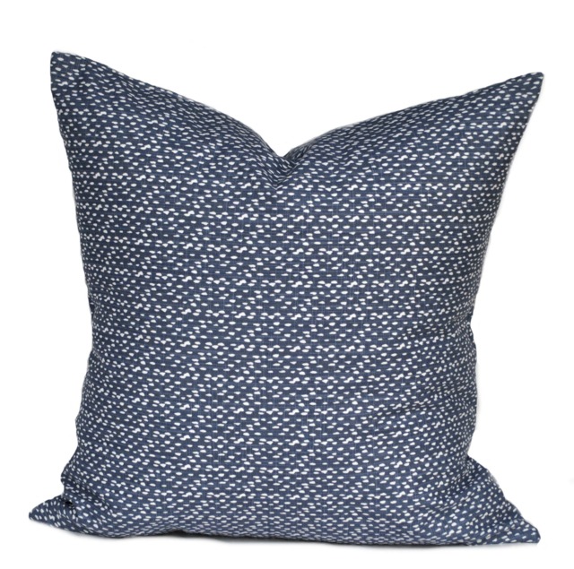 One Quality Premier Pillow Cover, Cushion, Decorative Throw Pillow, Navy Accent Polka Dot Floral Case - image 1