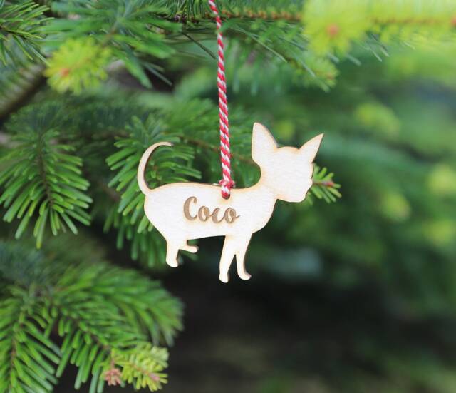 Personalised Chihuahua Christmas Decoration Engraved Birch Plywood Ornament - image 1
