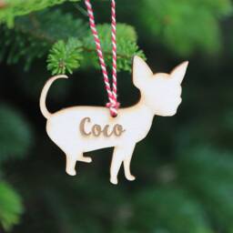 Personalised Chihuahua Christmas Decoration Engraved Birch Plywood Ornament - thumbnail 2