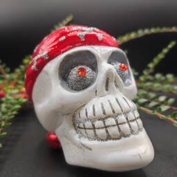 Hand Blown Glass Pirate Skull Christmas Ornament - Polish Bauble - thumbnail 1