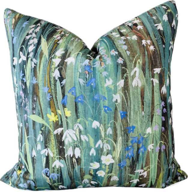 High End Luxury Designer Linen Floral Garden Green Handmade Cushion Cover Interior Decorative - image 1