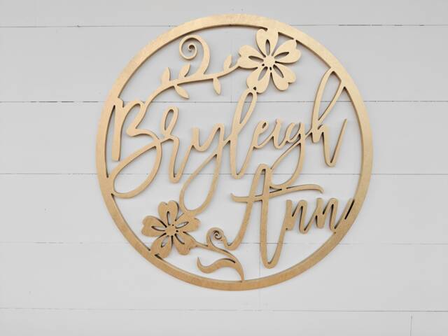Floral Wooden Baby Name Sign Nursery Wall Decor - image 1