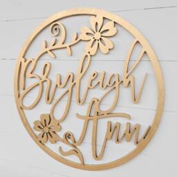 Floral Wooden Baby Name Sign Nursery Wall Decor - thumbnail 2