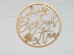 Floral Wooden Baby Name Sign Nursery Wall Decor - thumbnail 1