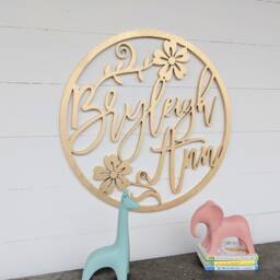 Floral Wooden Baby Name Sign Nursery Wall Decor - thumbnail 3