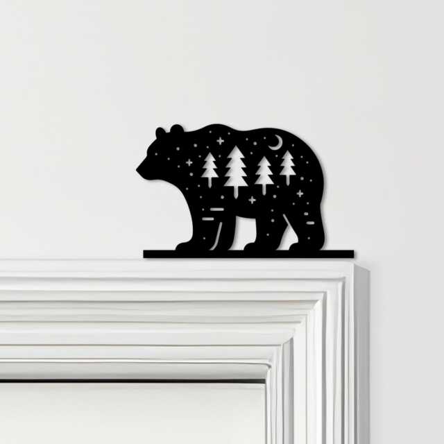 Door Topper Bear Christmas Decor Trees Various Colours Decorative Sign - Sign, Novelty Wall Decor, Frame Art, Art - image 1