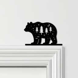 Door Topper Bear Christmas Decor Trees Various Colours Decorative Sign - Sign, Novelty Wall Decor, Frame Art, Art - thumbnail 1