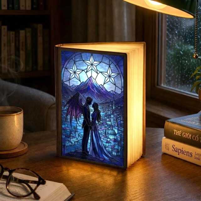 Feyre Rhysand Velaris Book Lamp, Acotar Inspired Night Light, Romantic Fantasy Reader Gift, Sarah J Maas Fan City Of Starlight - image 1