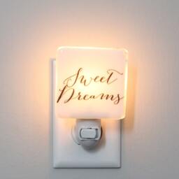 Sweet Dreams Fused Glass Nightlight - Nursery Baby Shower Gift Kids Gender Neutral Sayings Black & White - thumbnail 2