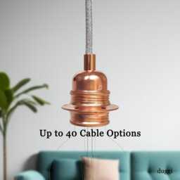 Plug in Pendant Light - Copper E27 Threaded Vintage Style Lamp Holder Hanging Fabric Cable Wall Cord Reading, Ambient Mood Lighting - thumbnail 1