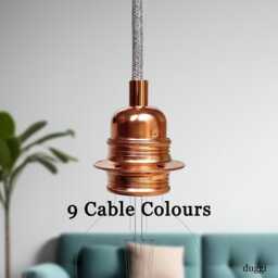 Plug in Pendant Light - Copper E27 Threaded Vintage Style Lamp Holder Hanging Fabric Cable Cord Reading, Ambient Mood Lighting - thumbnail 1