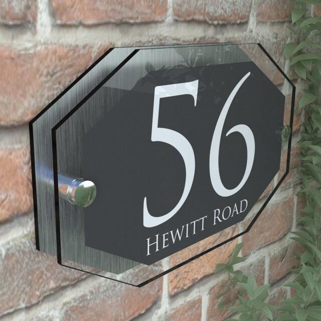 Contemporary House Sign Plaques Door Number 1 - 9999 Personalised Name Plate - Apexa5-28Wa-S-C - image 1