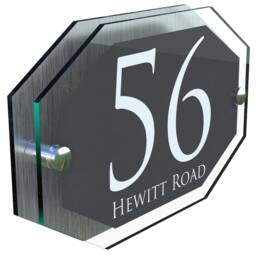 Contemporary House Sign Plaques Door Number 1 - 9999 Personalised Name Plate - Apexa5-28Wa-S-C - thumbnail 2