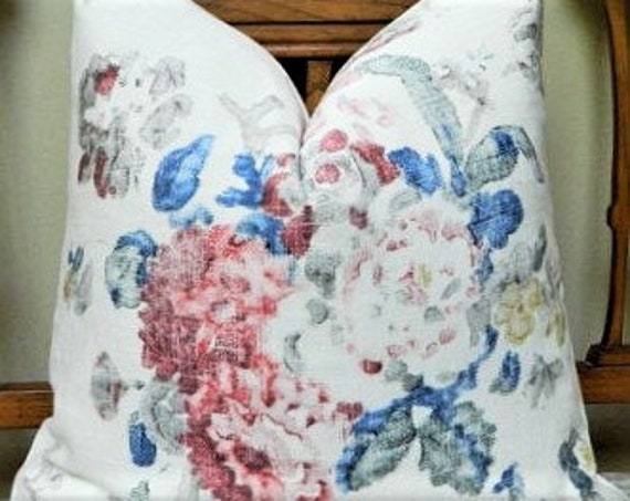 Ralph Lauren Jardin Floral Summer Canvas Decorative Throw Pillow Euro Sham Lumbar Cover Shabby Chic Single Sided Made To Order/England - image 1