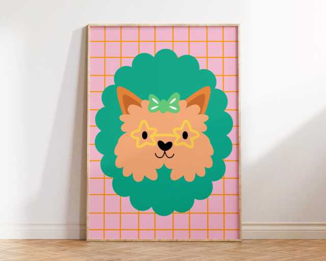 Dog Face Print - Kids Bedroom Children's Nursery Playroom Retro Bright Colourful Fun Quote Room Decor Girls Teen Cute Doggy - image 1