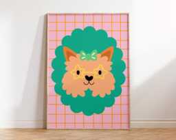 Dog Face Print - Kids Bedroom Children's Nursery Playroom Retro Bright Colourful Fun Quote Room Decor Girls Teen Cute Doggy - thumbnail 1