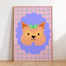 Dog Face Print - Kids Bedroom Children's Nursery Playroom Retro Bright Colourful Fun Quote Room Decor Girls Teen Cute Doggy - thumbnail 2