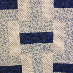 "Handmade Blue Fence Rail Quilt Cotton Lap Throw - 47"" X 65" - thumbnail 2