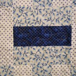 "Handmade Blue Fence Rail Quilt Cotton Lap Throw - 47"" X 65" - thumbnail 3