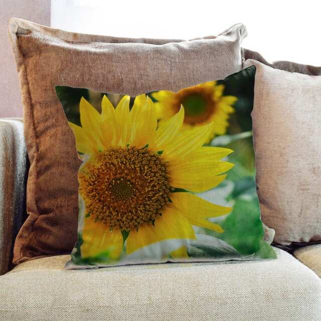 Sunflowers Photography - Decorative Pillow Throw Cushion Fabric , Case Cover Or With Filling