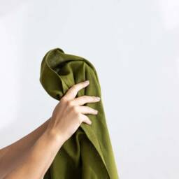 Large Moss Green Linen Bath Towel, Soft Absorbent Sheet - thumbnail 2